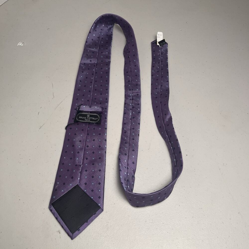 Bruno Piattelli Silk Tie Italy Purple Geometric Print Hand Made Classic 50" NWT - Picture 11 of 13